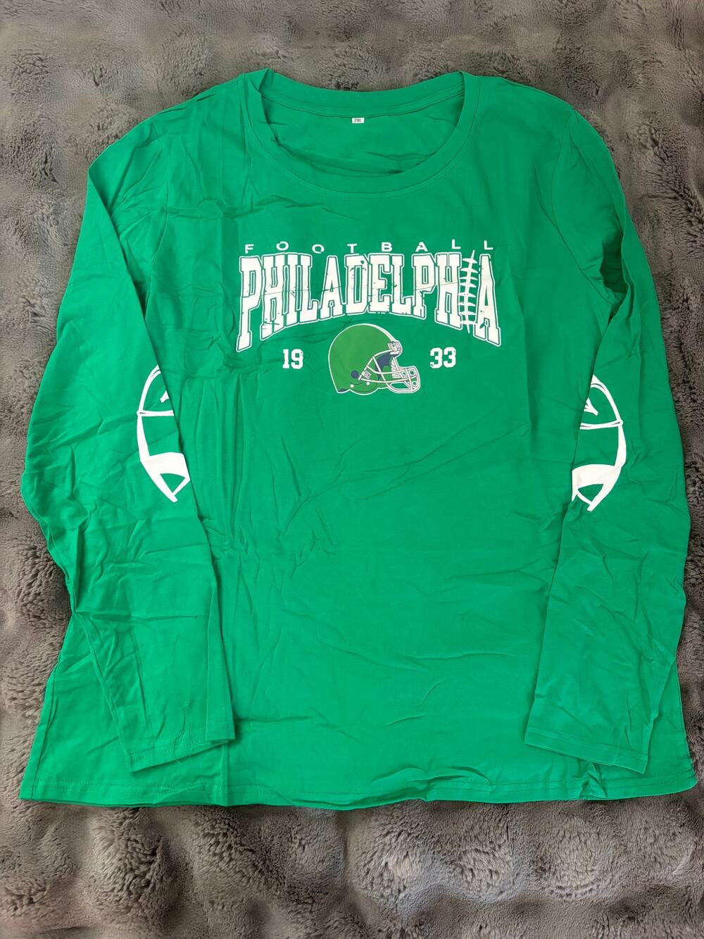Philadelphia Eagles Green Long Sleeve Football Tee 2XL NWT